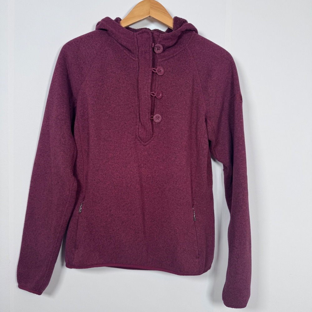 The North Face Cresent Sunshine Women L Fleece Hoodie Pullover Maroon Athleisure